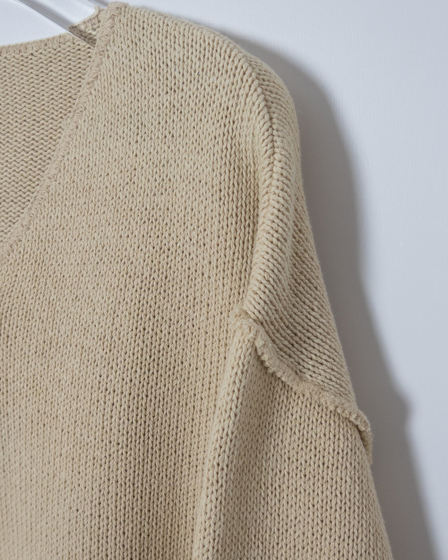"DKNY" inside-out v-neck cotton knit sweater