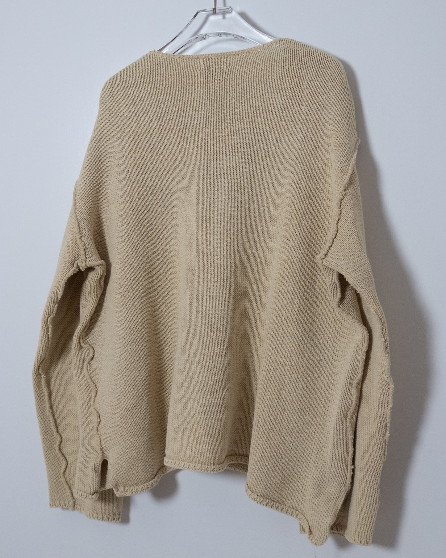 "DKNY" inside-out v-neck cotton knit sweater
