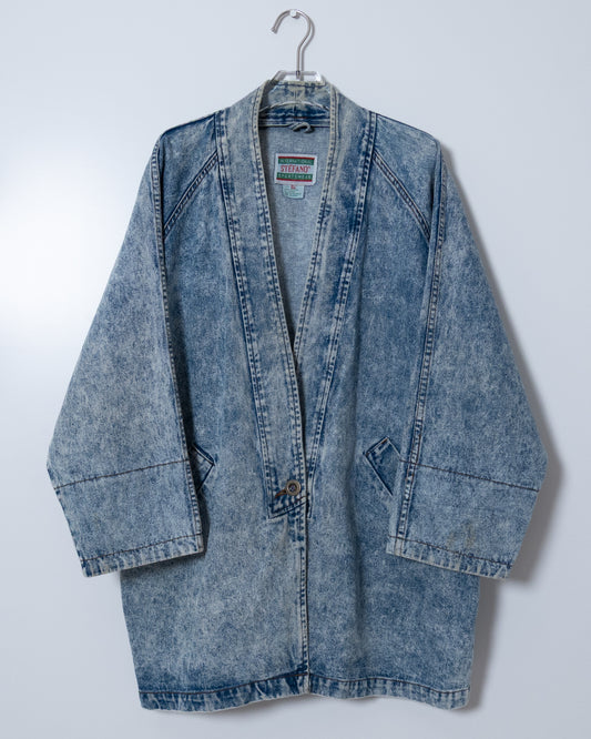 chemical wash denim haori jacket