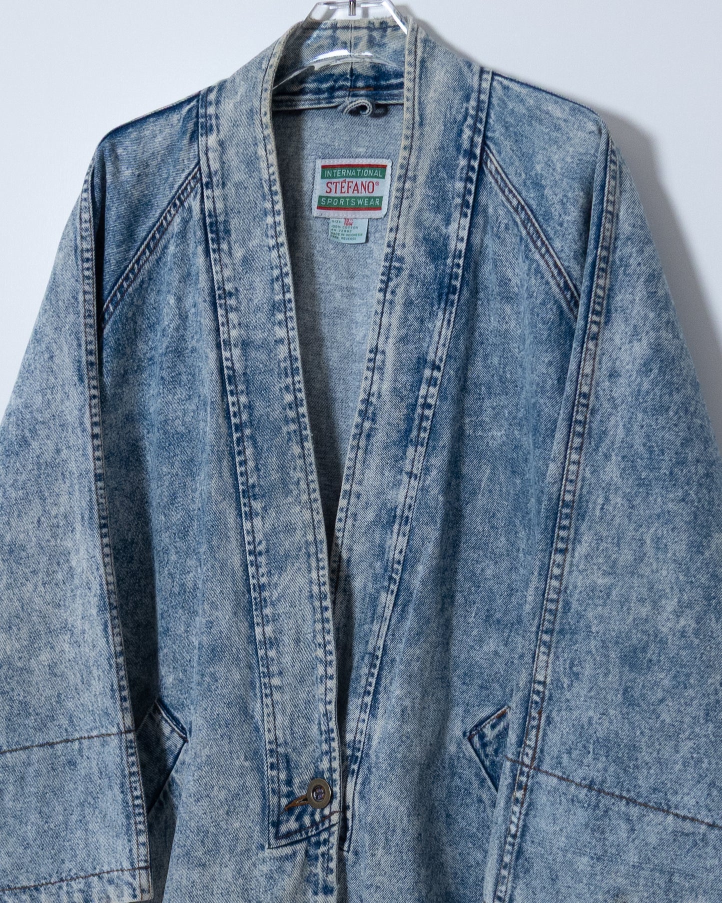 chemical wash denim haori jacket