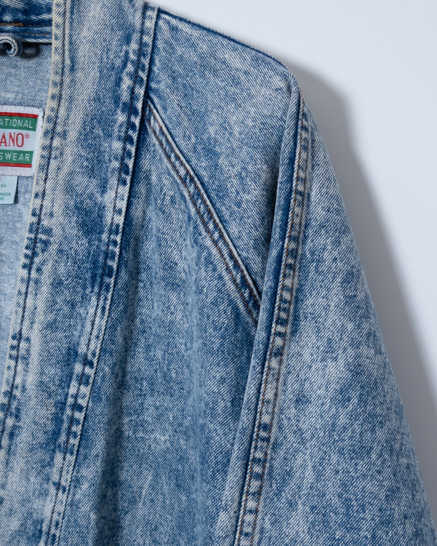 chemical wash denim haori jacket