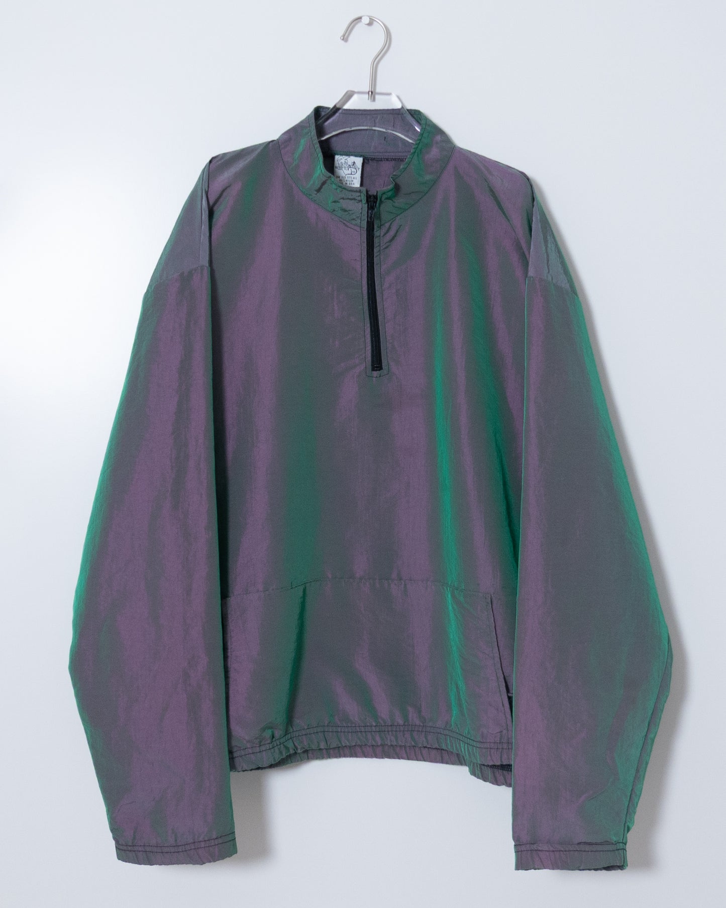 iridescent nylon half-zip pullover