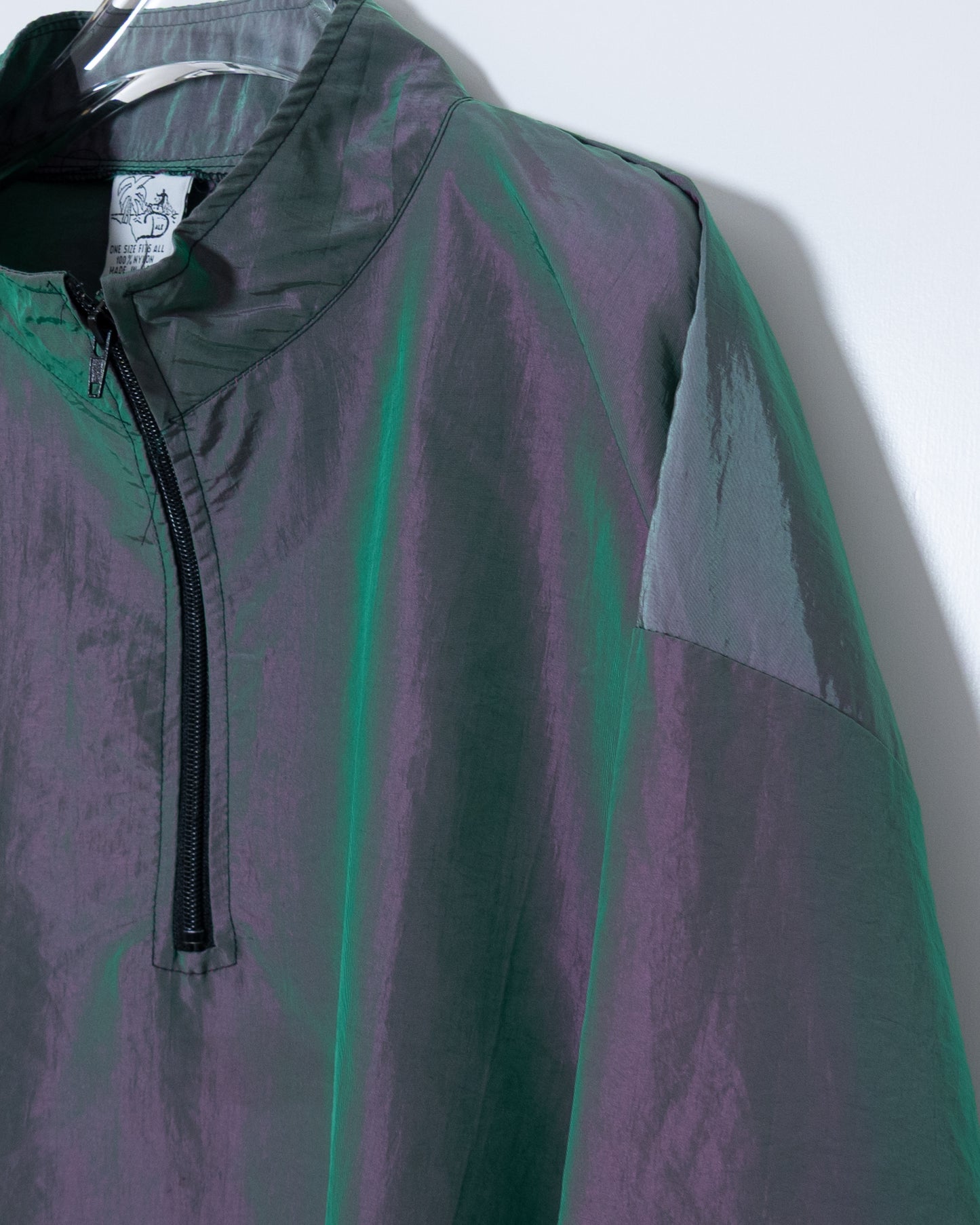 iridescent nylon half-zip pullover