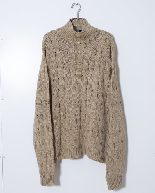 "Polo by Ralph Lauren" high neck Aran knit sweater