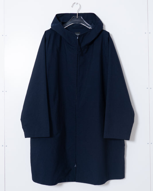 Seersucker zip-up hooded coat