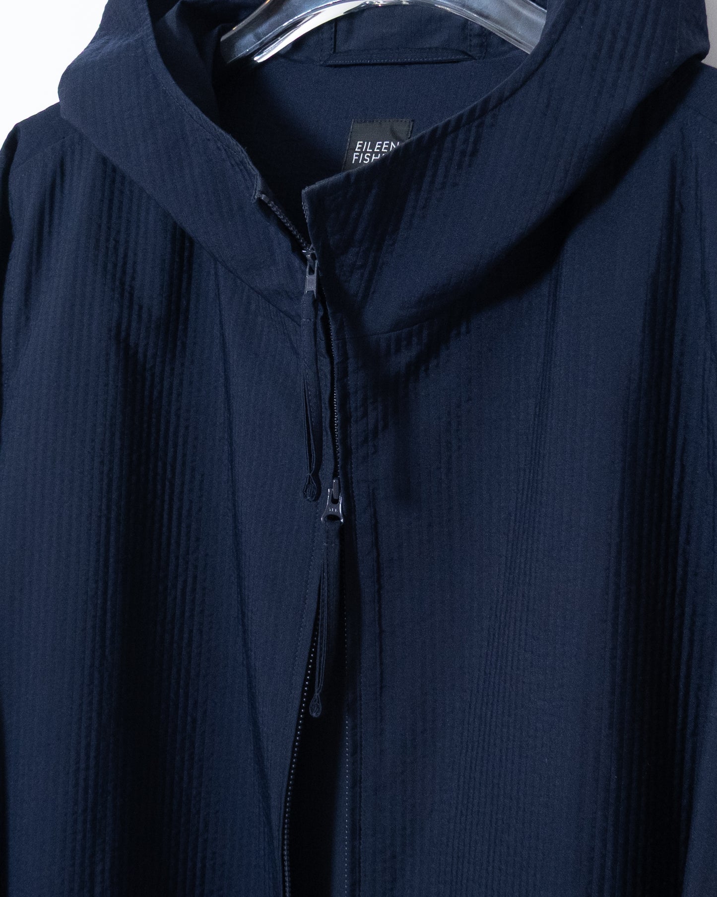 Seersucker zip-up hooded coat
