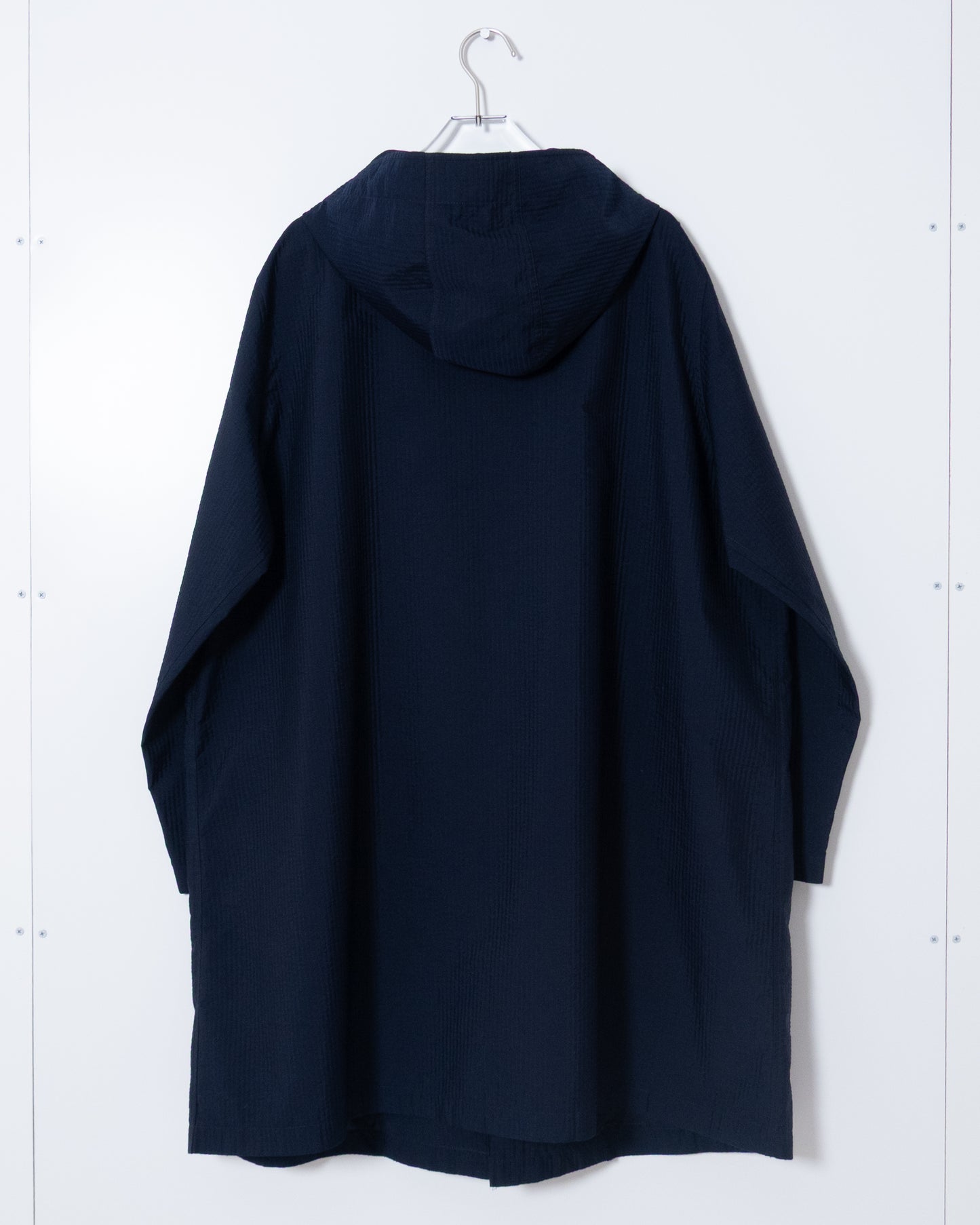 Seersucker zip-up hooded coat