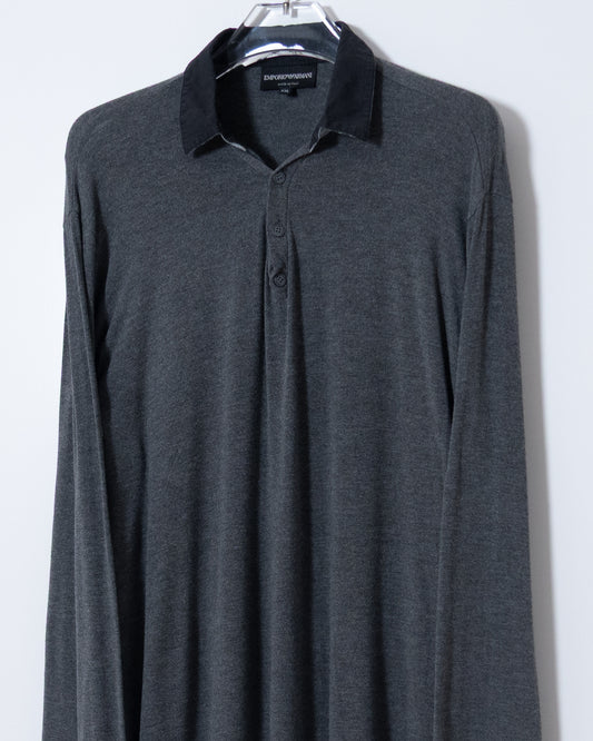 "EMPORIO ARMANI" cut and sew fabric L/S polo shirt