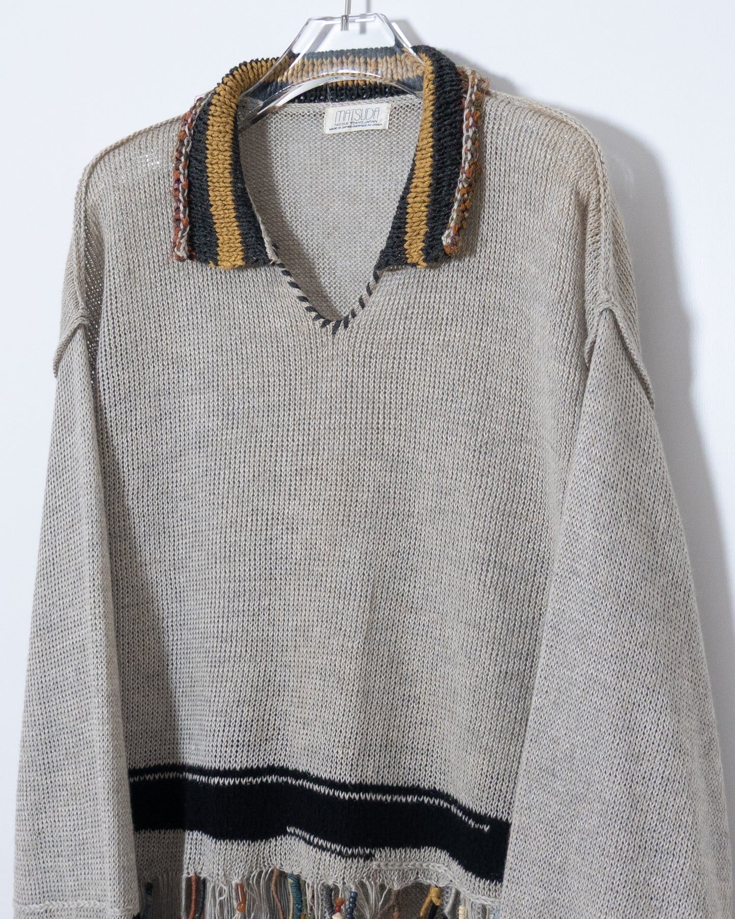 "MATSUDA NICOLE TOKYO" african beadwork knit polo