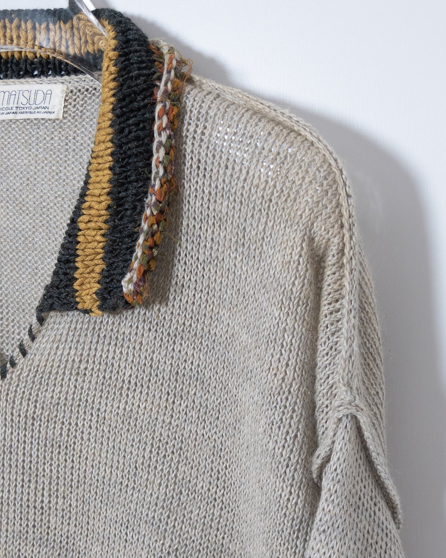 "MATSUDA NICOLE TOKYO" african beadwork knit polo