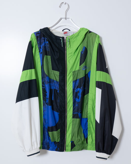 "NIKE" all over pattern nylon hooded jacket