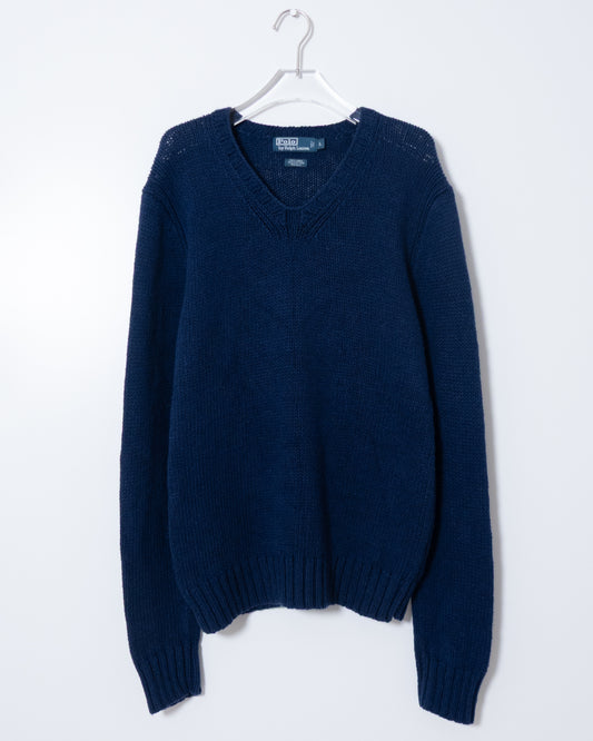 "Polo by Ralph Lauren" v-neck linen silk knit sweater
