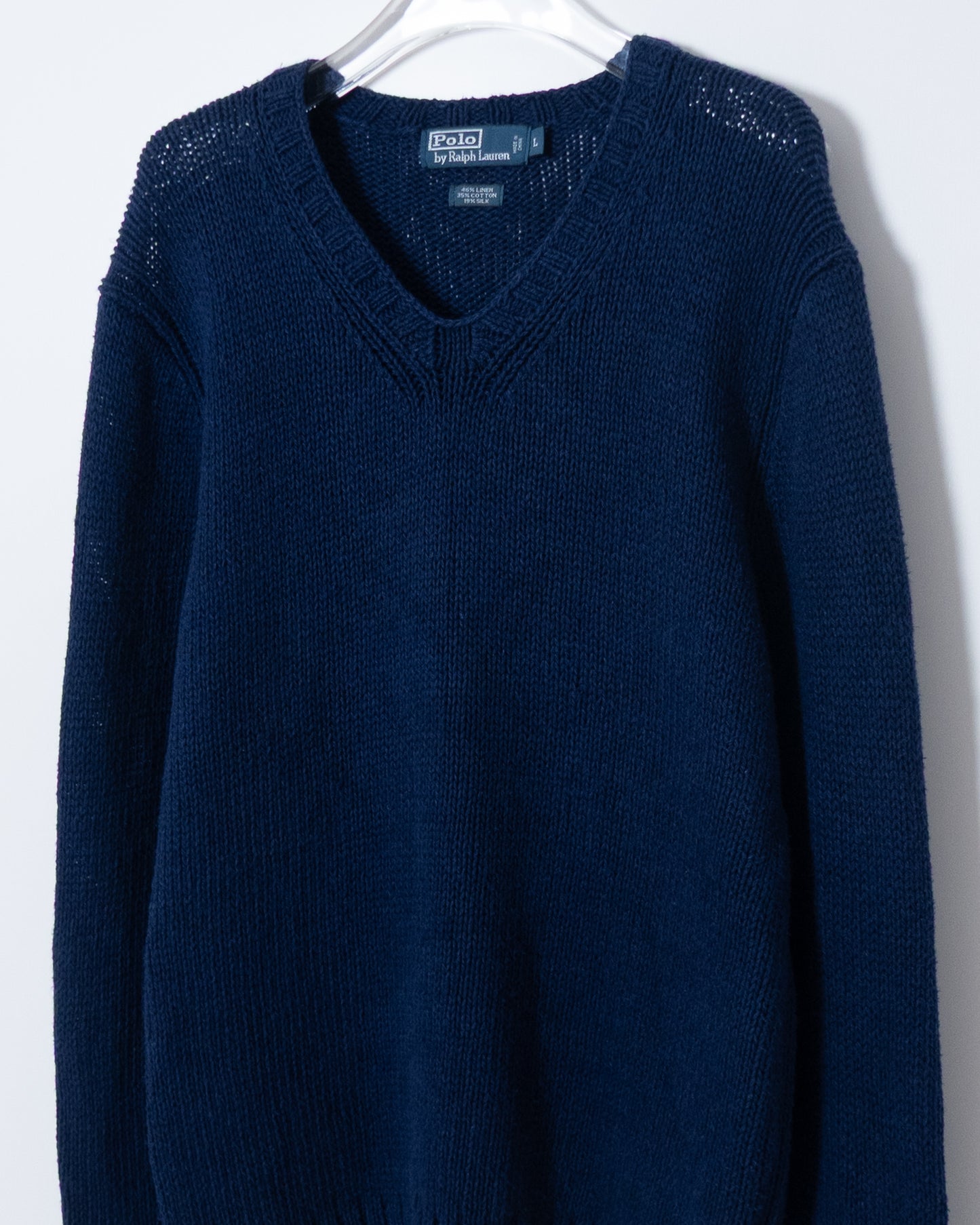 "Polo by Ralph Lauren" v-neck linen silk knit sweater