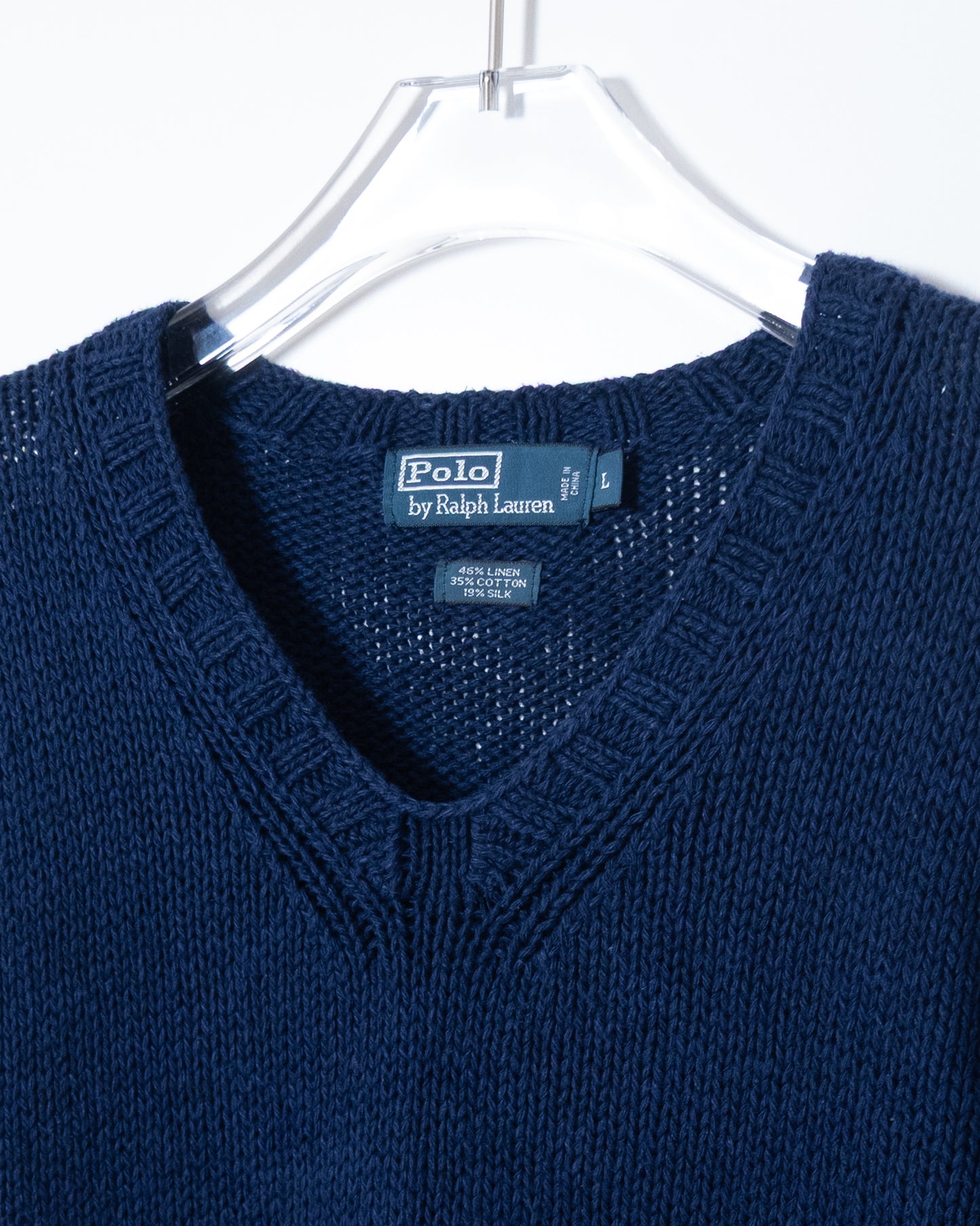 "Polo by Ralph Lauren" v-neck linen silk knit sweater
