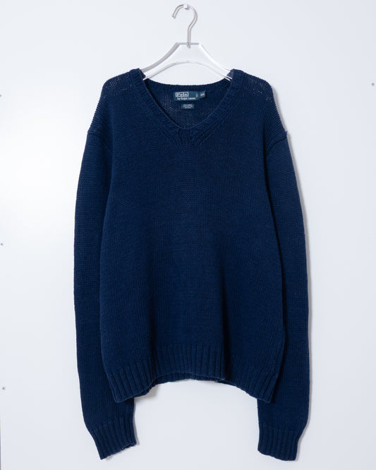 "Polo by Ralph Lauren" v-neck linen silk knit sweater