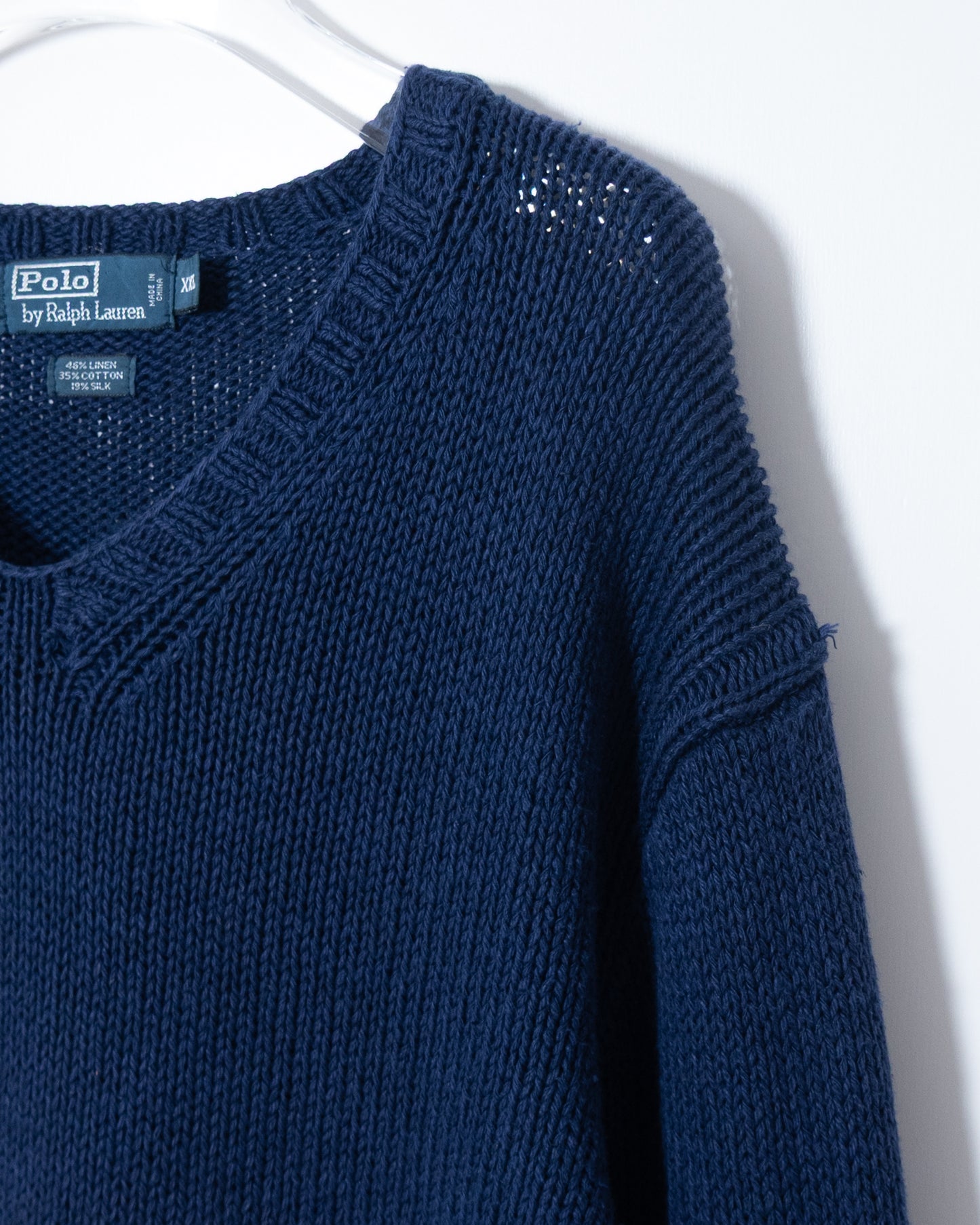 "Polo by Ralph Lauren" v-neck linen silk knit sweater