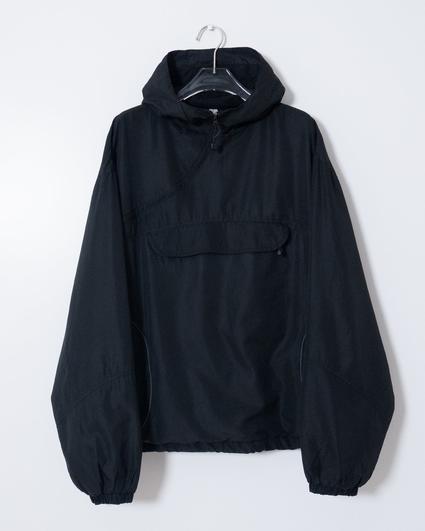 Diagonal zip anorak hoodie
