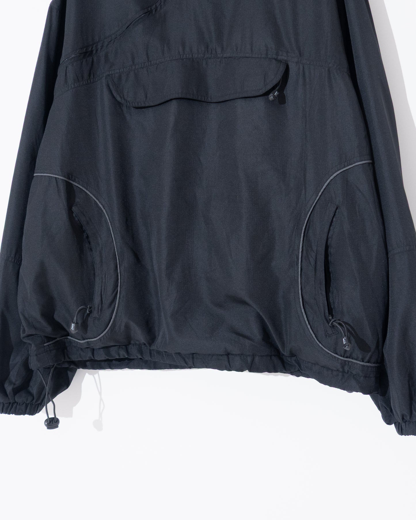 Diagonal zip anorak hoodie